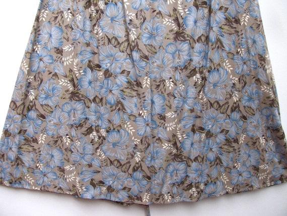 Sag Harbor A-line Skirt Brown & Blue Floral Rayon… - image 6