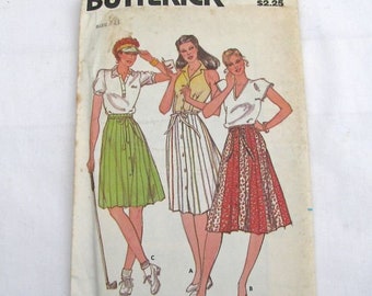 Vintage A-Line Skirt Sewing Pattern Button Front Gore Pieced Butterick 3672 Size 18 Uncut FF