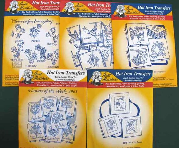 Flowers of the Week #3963 Aunt Martha/'s Hot Iron Embroidery Transfer Pattern