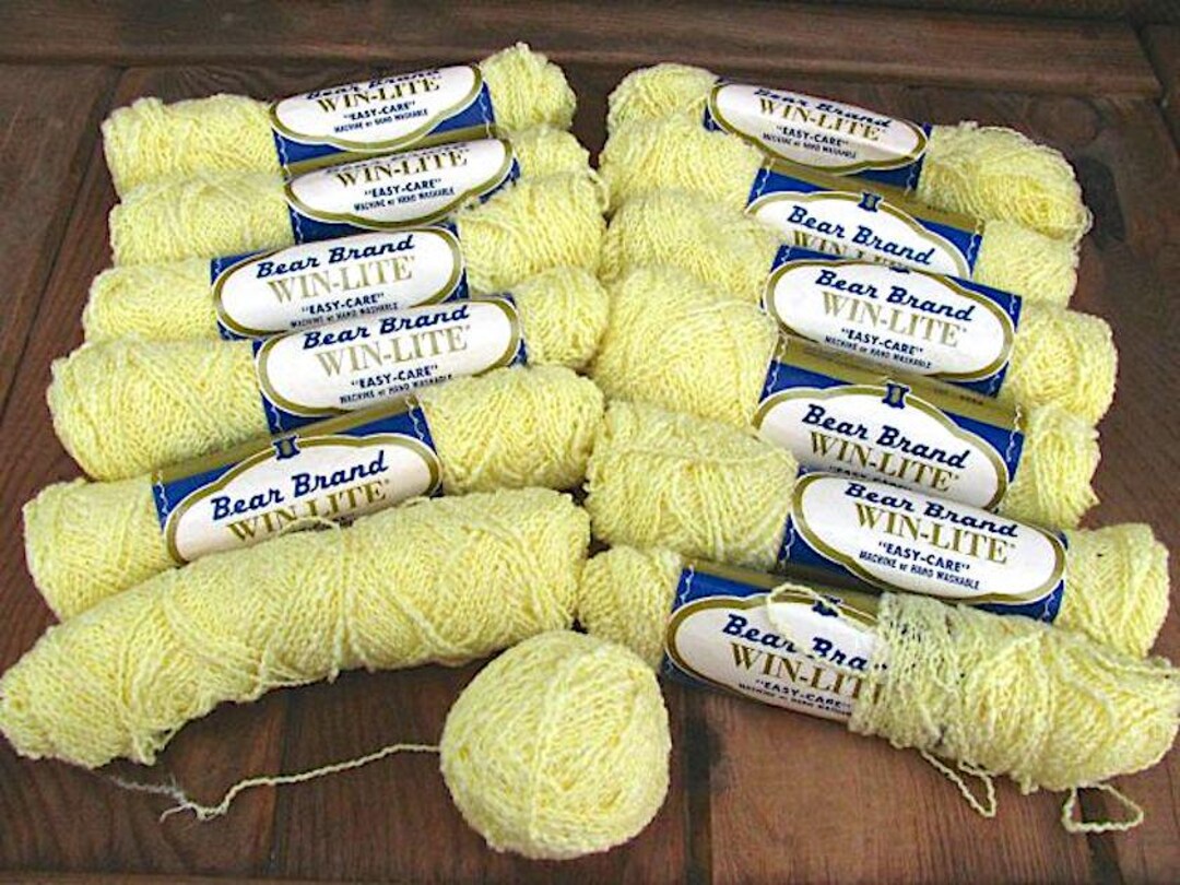 Vintage Baby Yarn Yellow Homespun Boucle Bear Brand Win-lite Acrylic 13 ...