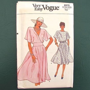 Summer Dress Sewing Pattern Flared Dolman Sleeve Vogue 8970 Women&#39;s Size 10 Uncut FF