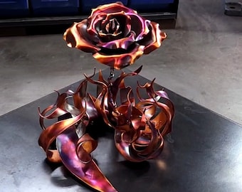 Copper Rose True Love #1664 Art Sculpture Valentines Day Mothers Day Christmas Anniversary Wedding Housewarming Steampunk Decor Unique Gift
