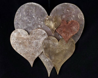 Copper Silver Wall Art Heart Cloud #1573 Vintage Valentines Mothers Housewarming Wedding Christmas Gift Whimsical Maximalist Fairy Bespoke