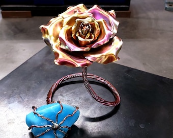 Copper & Glass Crystal "Infinity" Rose #1989 Housewarming 7th Anniversary Metaphysical Wedding Valentine's Mother's Day Artisanal Bespoke