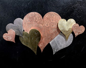Metal Wall Art Heart Cloud #1572 Silver Copper Steampunk VTG Valentines Mothers Housewarming Wedding Christmas Gift Whimsy Fairy Maximalist