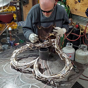 Copper Metal Wall Art Heart Coil Silver Plated Peace Sign Hippie Boho Home Decor Hanging MCM Steampunk Flame  Natural Metallic Handcrafted Handmade USA Love Family Valentines Christmas Birthday Sexy Man 25th Graduation Art Anniversary Modern Style