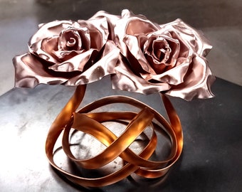 Copper Roses “Tie the Knot” #1646R Valentines Day Mothers Day Christmas Anniversary Wedding Housewarming Steampunk Unique Art Sculpture Gift