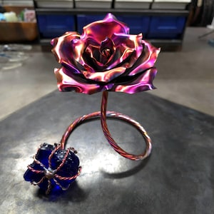 Copper & Glass Crystal &quot;Infinity&quot; Rose #1989 *SAVE 10% SEE BELOW* Housewarming 7th Anniversary Metaphysical Wedding Valentine&#39;s Mother&#39;s Day