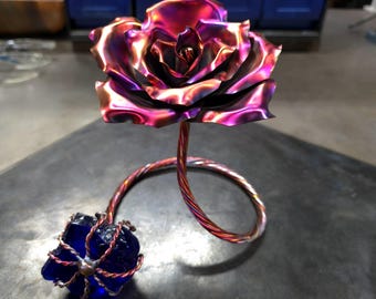 Copper & Glass Crystal "Infinity" Rose #1989 Housewarming 7th Anniversary Metaphysical Wedding Valentine's Mother's Day Artisanal Bespoke