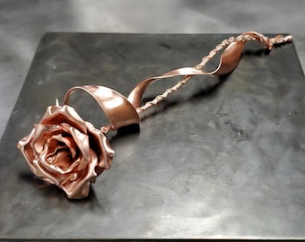 Copper Memorial Rose #1838 Valentine's Day Mother's Day Mantle Christmas Anniversary Wedding Housewarming Steampunk Gift Artisanal Bespoke