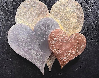 Upcycled Vintage Silver Heart Cloud Metal Wall Art #1577 Romantic 7th Copper 25th Anniversary Gift Decor