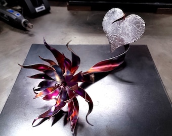 Copper Flower "Desire" #1655e Valentine's Day Mother's Day Christmas Anniversary Wedding Housewarming Steampunk Décor Artisanal Bespoke Art