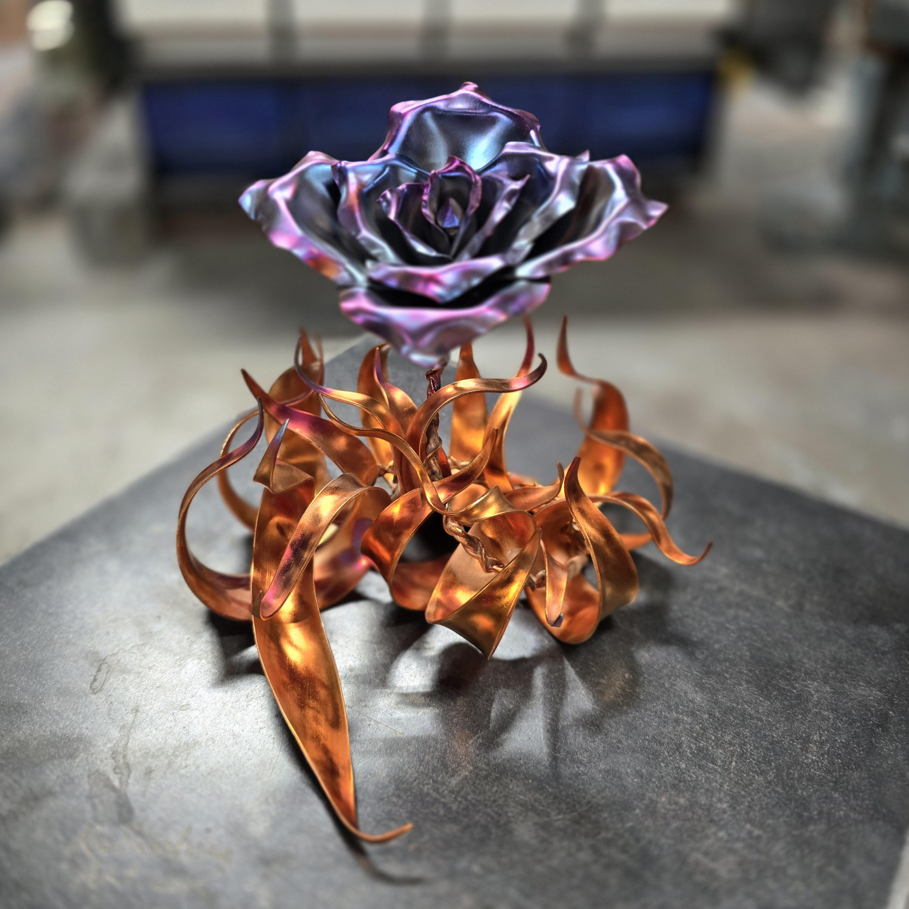 Copper Rose True Love #1664 Art Sculpture Valentines Day Mothers Day Christmas Anniversary Wedding Housewarming Steampunk Decor Unique Gift