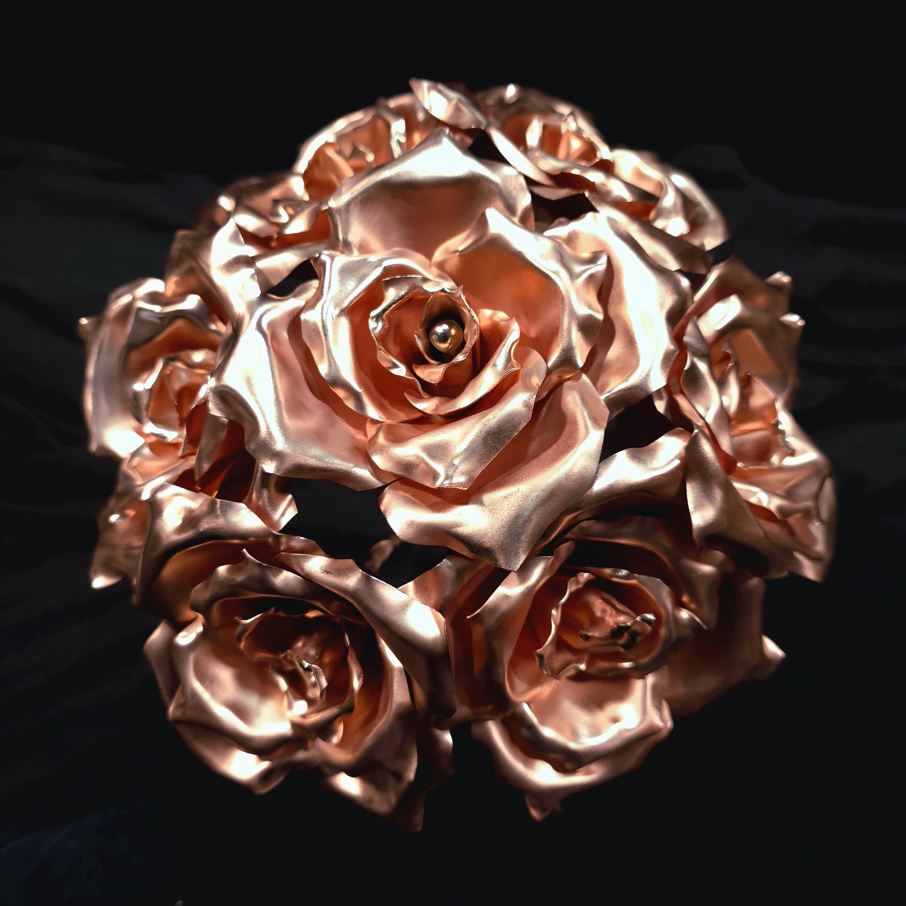 Handcrafted Copper Bridal Bouquet #1941 Metal Flower Arrangement Steampunk Wedding Ceremony Floral Keepsake Alternative Bride Art Decor Gift