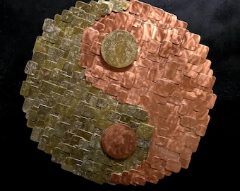 Yin Yang Metal Wall Art: Copper & Brass, Asian Home Decor Artisanal Bespoke