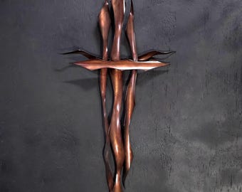 Copper Cross Metal Wall Art #2099 Industrial Home Decor Housewarming Anniversary Fathers Mothers Day Christmas Artisanal Bespoke Birthday
