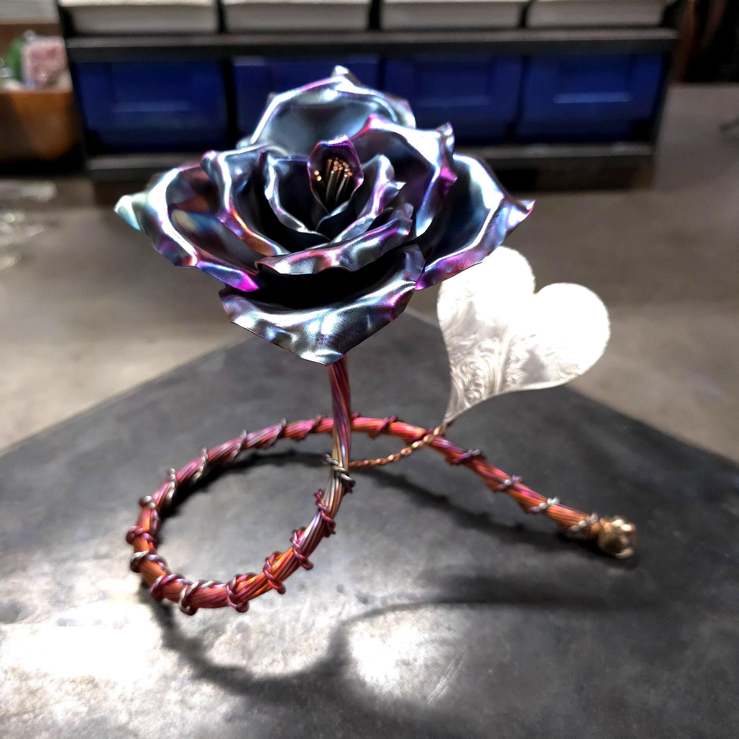 Copper Rose Just Thinking About You #1562 Artisanal Sculpture Bespoke Valentines Mothers Day Christmas Anniversary Wedding Housewarming Gift