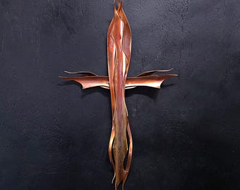 Copper Cross Metal Wall Art #2096 Industrial Home Decor Housewarming Anniversary Fathers Mothers Day Christmas Artisanal Bespoke Birthday