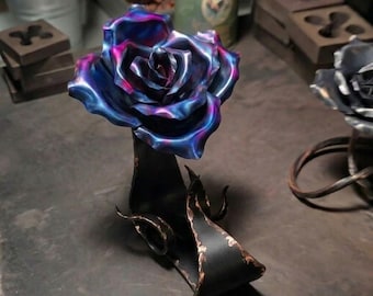 Solid Copper Rose Spellbound #2122 Handcrafted Metal Flower Sculpture 7th Anniversary Romantic Tabletop Keepsake Art