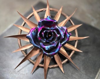 Kinetic Copper Compass Rose Metal Sculpture #2121 Spinning Tabletop Wall Decor 7th Anniversary Gift True North Nautical Maritime Art