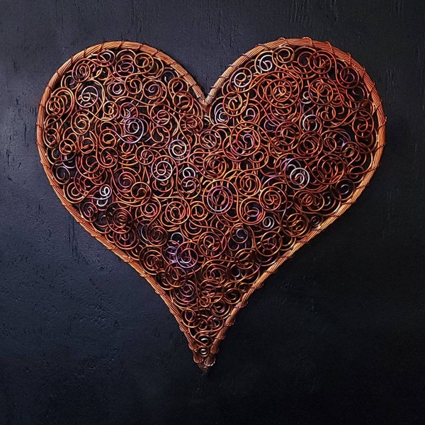 Metal Wall Art #1584 Copper Coil Heart "Crazy In Love" SAVE 10% SEE BELOW* Steampunk Wedding Anniversary Valentine's Mother's Day Christmas