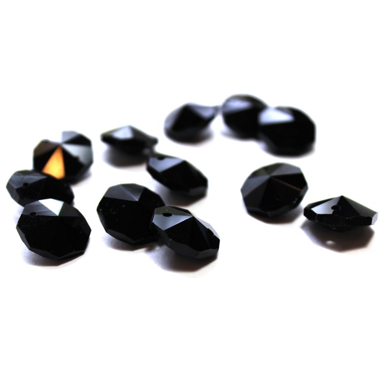 Black Chandelier Crystals Crystal Prisms Black Octagon Etsy