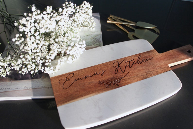 Personalized Marble Cheese Board Custom Wood Marble Cheese Etsy