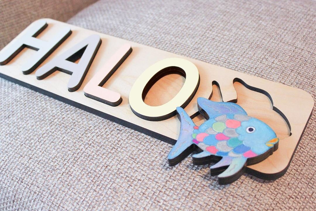 Custom Baby Name L Puzzle Montessori Wood Toy Name Puzzle Etsy
