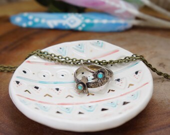 Tribal ceramic Ring Cone dish, Ring Holder, Boho Jewelry, jewelry ring holder, handmade ring holder