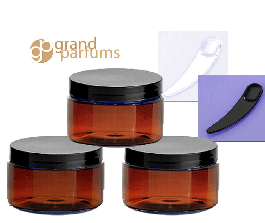 20 Low Profile 4Oz AMBER PET Jar Empty Plastic Cosmetics