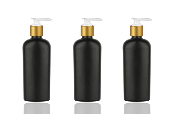 LUXURY BLACK MATTE OVaL 6 Oz Lotion Pump Bottles HDPe Plastic