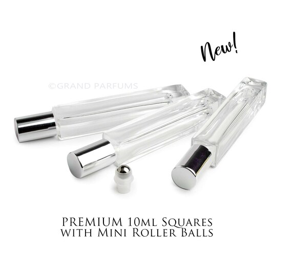 3 Square 10 Ml Clear Glass Essential Oil Slim High End Etsy