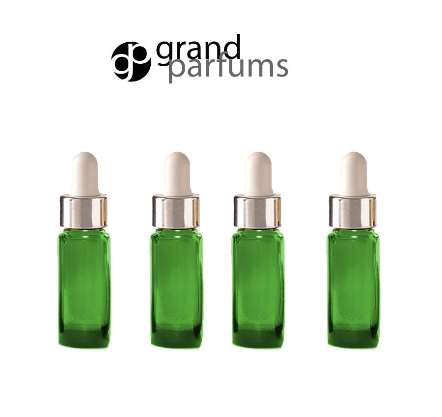 6 GREEN 15ml Essential Oil Glass Dropper Bottles 1/2 Oz ...