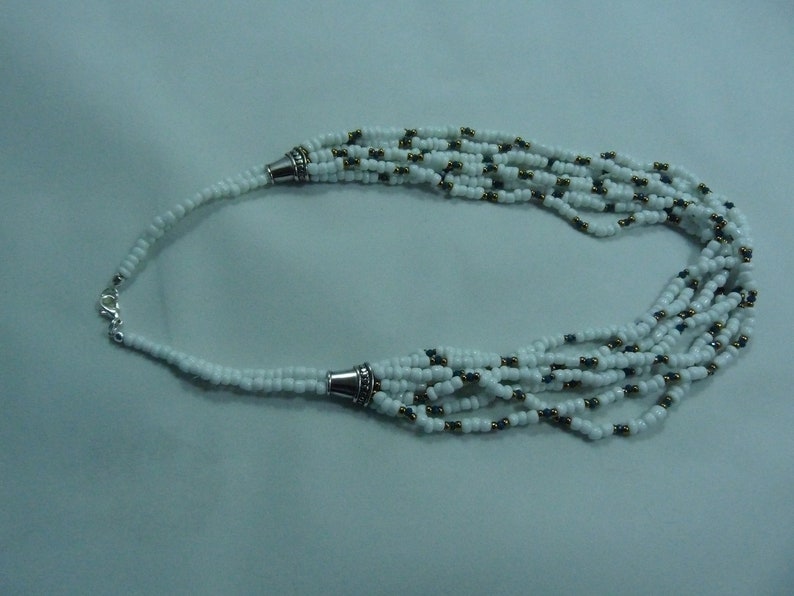 White multi strand necklace