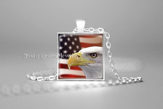 Bald Eagle Necklace Flag American - Eagle Flag Pendant Necklace