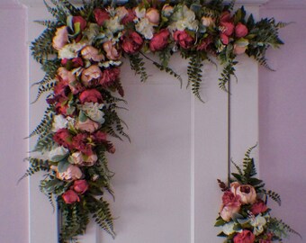 Wedding Arch Swag, Wedding Backdrop, Wedding Arch Flowers, Extra Large Wedding Swag,  Silk Arch Flowers, Church Swag, Corner Wedding Swag