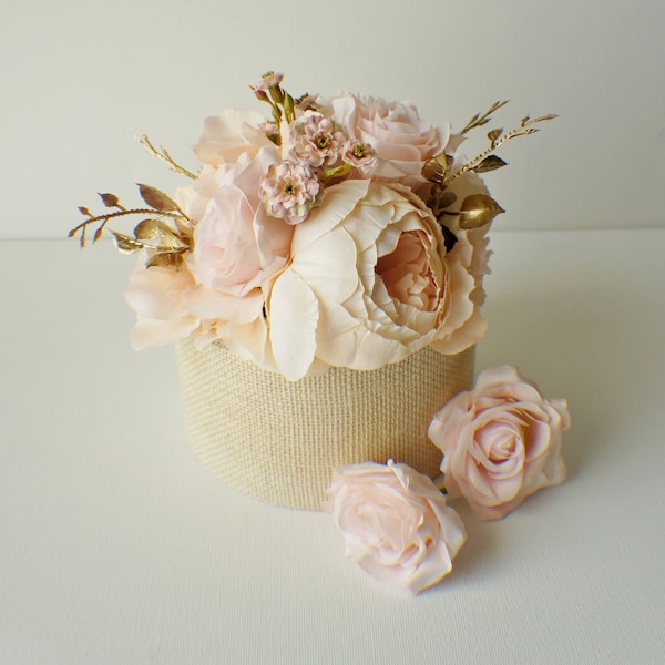 Topper de gâteau de fleur, fleurs de mariage, topper floral de gâteau, topper de gâteau de fleur de soie, décor de mariage