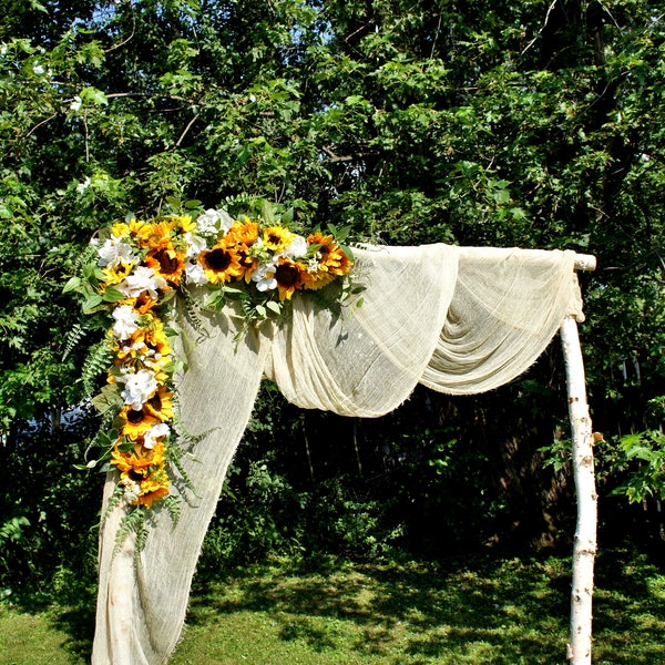 Wedding Garland,Sunflower Swag, Wedding Backdrop, Wedding Arch Flowers, Extra Large Wedding Swag,  Silk Arch Flowers, Corner Wedding Swag