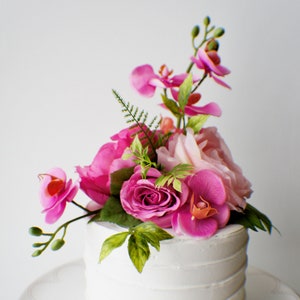 Flower Cake Topper, Wedding Flowers, Floral Cake Topper, Silk flower Cake topper, Wedding decor image 1