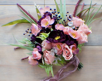 SALE READY to ship, Bridal Bouquet, Wedding Bouquet Wine Red Burgundy Bouquet Wedding Floral Wedding Flowers, Bridal Bouquet, Brides Bouquet