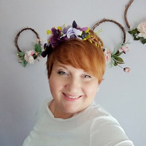 Wedding Crown, Purple Lavender Flower Crown, WEdding Floral Crown, Woodland Wreath, Flower Girl Hair Garland, Purple Wedding Boho Crown