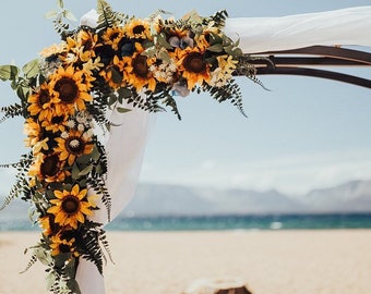 Wedding Garland,Sunflower Swag, Wedding Backdrop, Wedding Arch Flowers, Extra Large Wedding Swag,  Silk Arch Flowers, Corner Wedding Swag