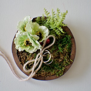 Ring bearer pillow, Rustic ring box, Wedding ring box, Rustic wedding ring bearer, Moss box, Woodland ring holder
