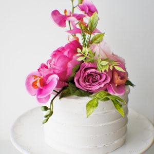 Flower Cake Topper, Wedding Flowers, Floral Cake Topper, Silk flower Cake topper, Wedding decor image 5