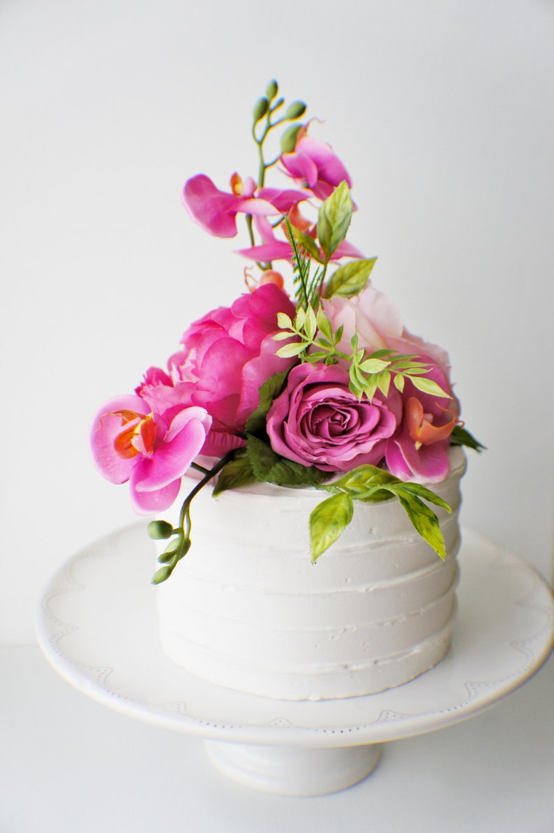 Flower Cake Topper, Wedding Flowers, Floral Cake Topper, Silk flower Cake topper, Wedding decor image 5