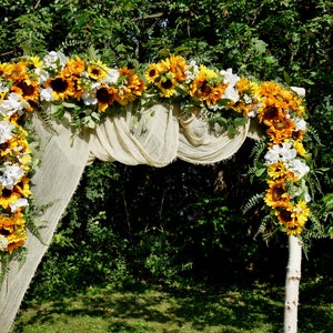 Wedding Garland,Sunflower Swag, Wedding Backdrop, Wedding Arch Flowers, Extra Large Wedding Swag,  Silk Arch Flowers, Corner Wedding Swag