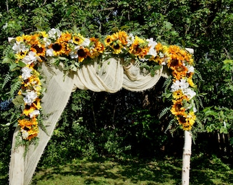 Wedding Garland,Sunflower Swag, Wedding Backdrop, Wedding Arch Flowers, Extra Large Wedding Swag,  Silk Arch Flowers, Corner Wedding Swag