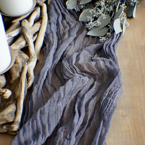Boho Wedding Gauze Table Runner, Dark Gray Wedding Cheesecloth Table Runner Boho Wedding Table Decor Gray Table Runner Aisle Ceremony Decor