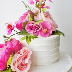 Flower Cake Topper, Wedding Flowers, Floral Cake Topper, Silk flower Cake topper, Wedding decor image 2