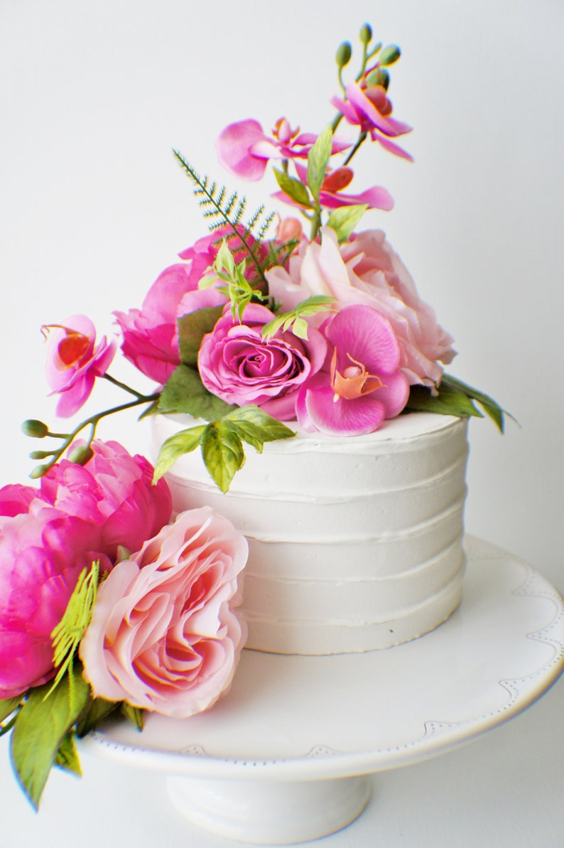 Flower Cake Topper, Wedding Flowers, Floral Cake Topper, Silk flower Cake topper, Wedding decor image 2